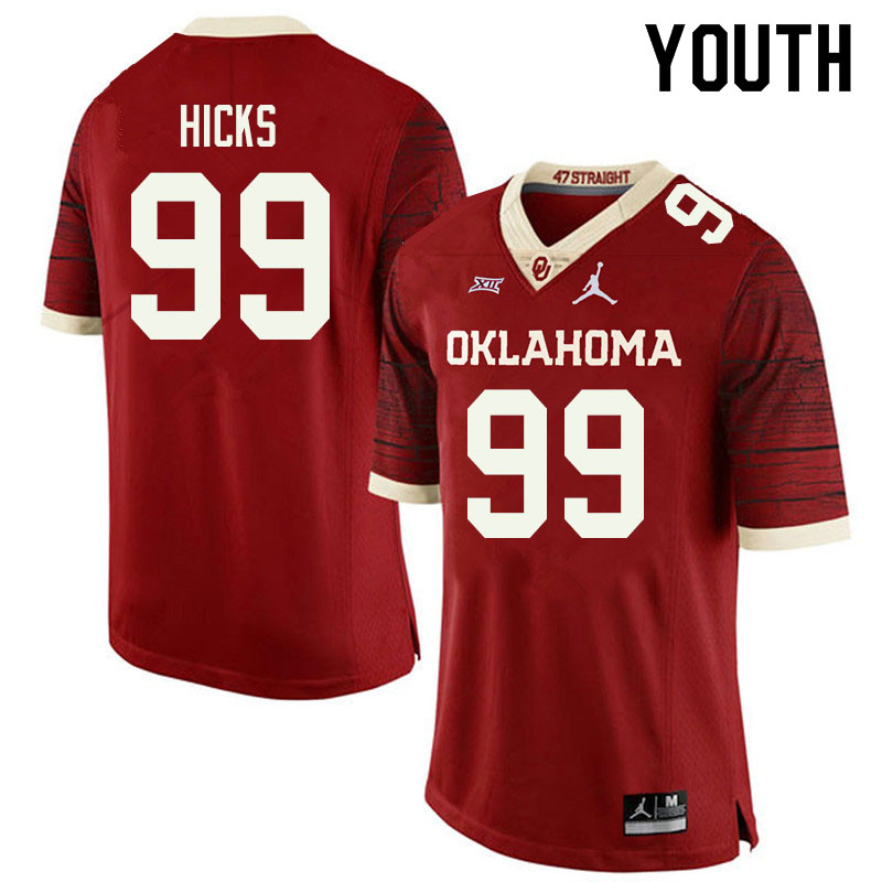 Jordan Brand Youth #99 Marcus Hicks Oklahoma Sooners College Football Jerseys Sale-Retro